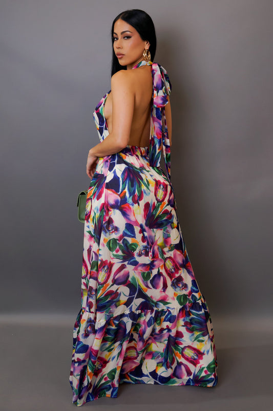 Robe longue en imprimé floral Alexia